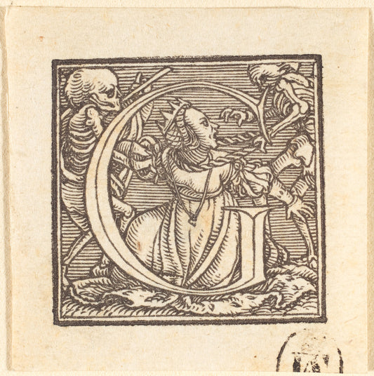 Letter G by Hans Holbein the Younger (German, 1497/1498 - 1543), 16X12"(A3)Poster Print