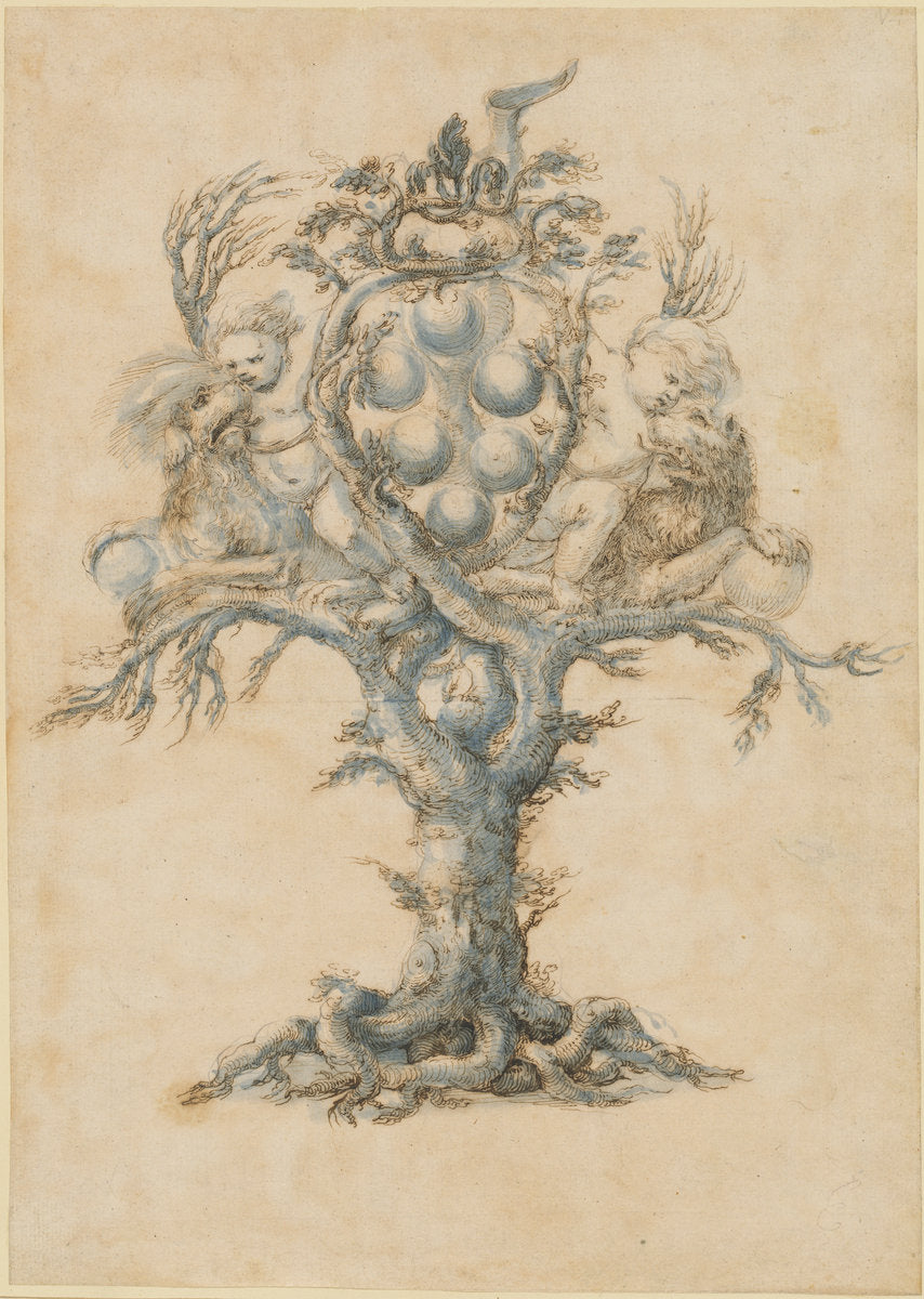 A Wine Decanter with Lions and Putti by Master of the Medici Banquet Decanters (Italian, active 1650 - 1670), 16X12"(A3)Poster Print