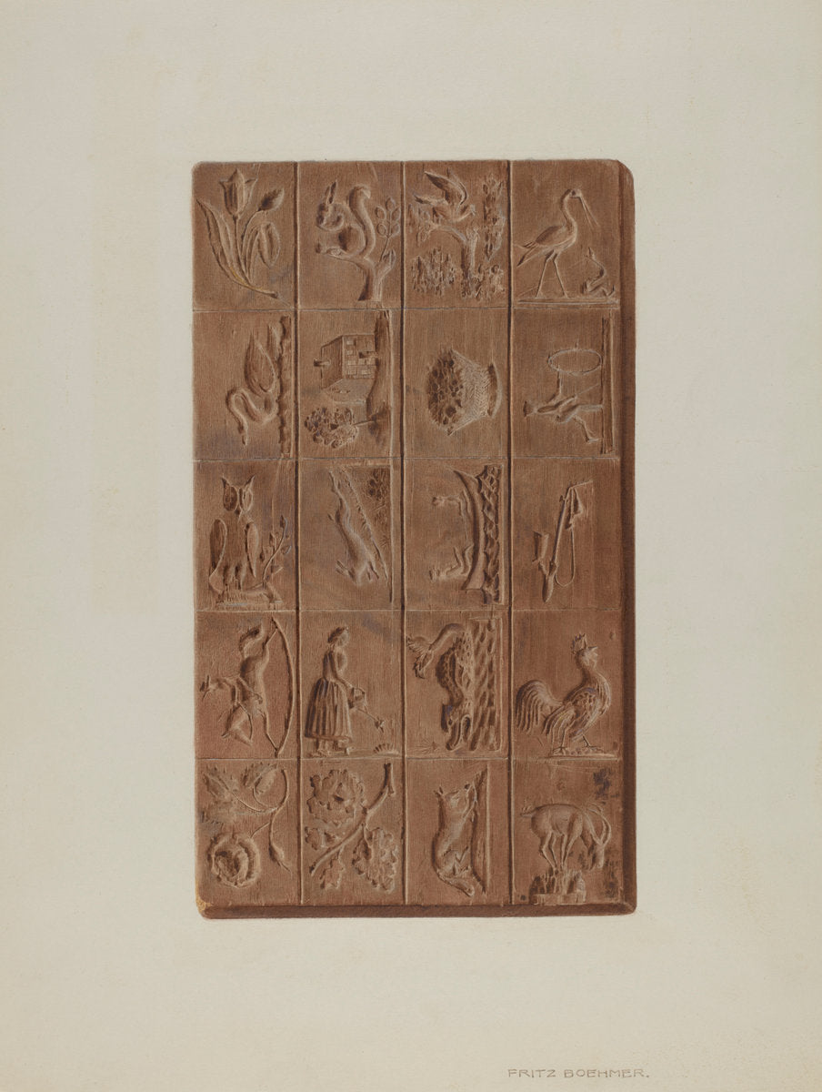 Springerle Board for Christmas Cakes by Fritz Boehmer (American, active c. 1935), 16X12"(A3)Poster Print