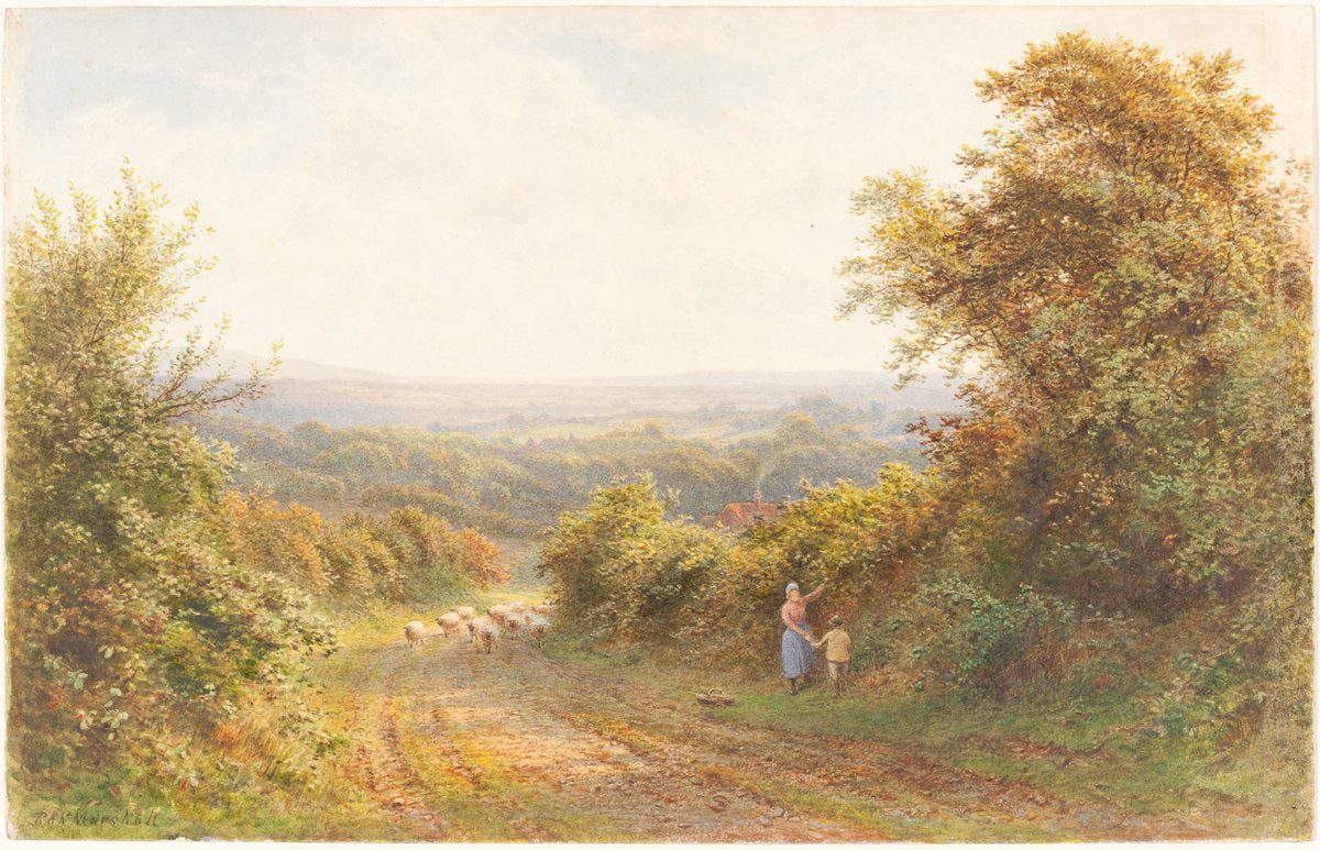 Squirrel Lane, near Magham Down, Sussex by Roberto Angelo Kittermaster Marshall (British, 1849 - 1902 or after), 16X12"(A3)Poster Print