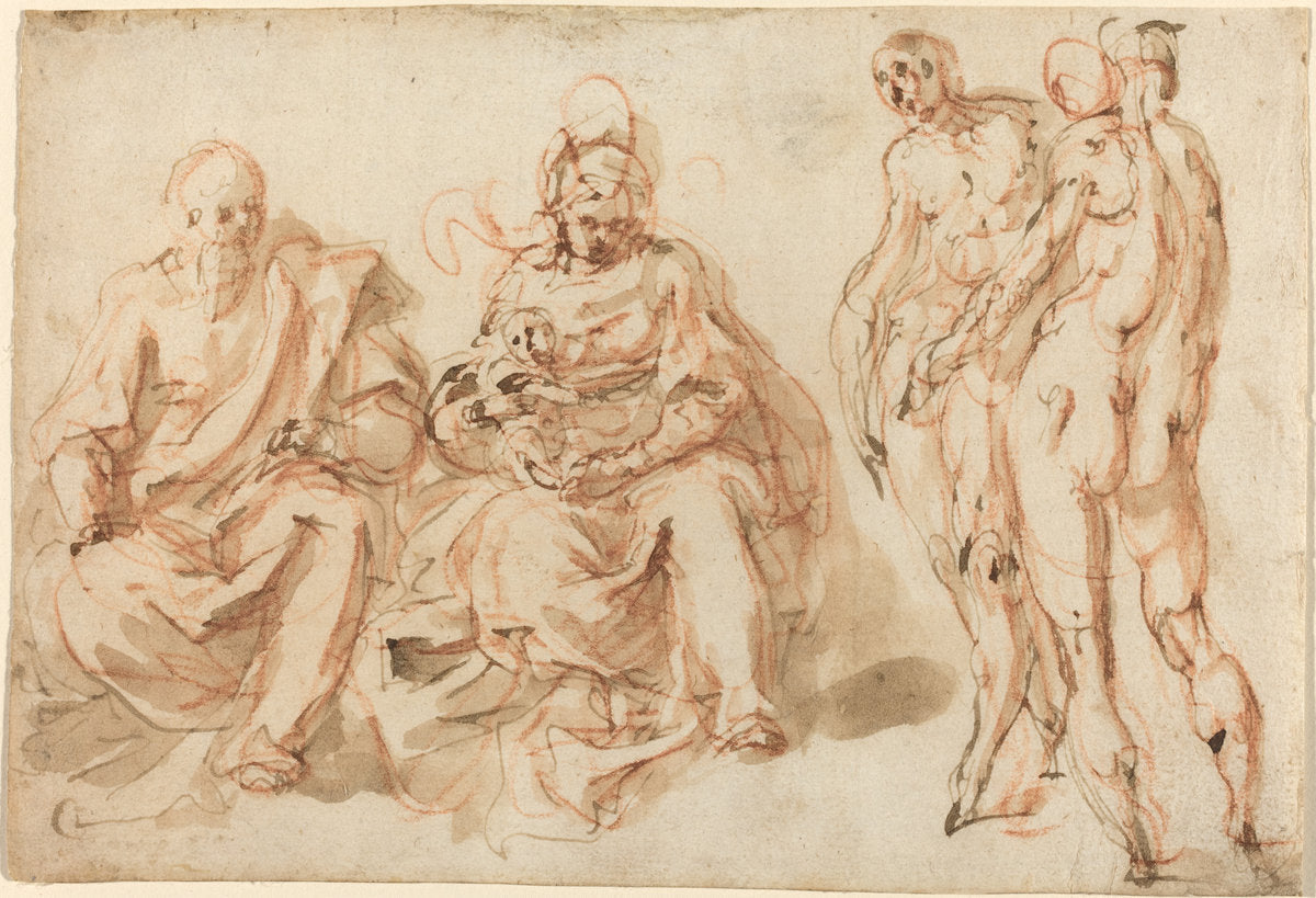 The Adoration of the Shepherds by Cesare Pollini (Italian, c. 1560 - c. 1600), 16X12"(A3)Poster Print