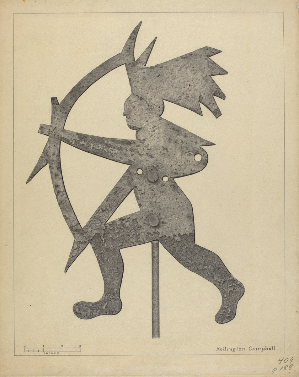 Weather Vane (Indian) by Rollington Campbell (American, active c. 1935), 16X12"(A3)Poster Print