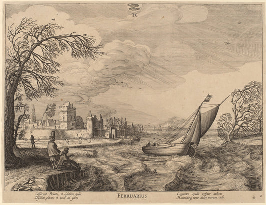 February by Jan van de Velde II (Dutch, 1593 - 1641), 16X12"(A3)Poster Print