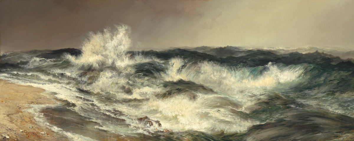 The Much Resounding Sea by Thomas Moran (American, born England, 1837 - 1926), 16X12"(A3)Poster Print