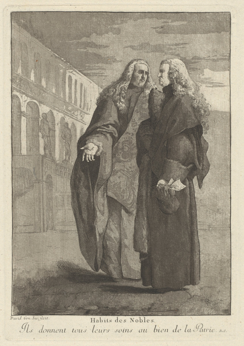 Habits des nobles (Dress of the Noblemen) by Giovanni David (Italian, 1743 - 1790), 16X12"(A3)Poster Print