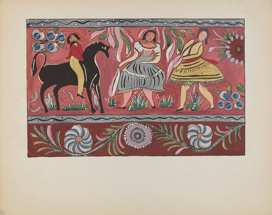 1935/1942 by American 20th Century (Plate 42: Painted Chest Design: From Portfolio "Spanish Colonial Designs of New Mexico"), 16X12"(A3)Poster Print