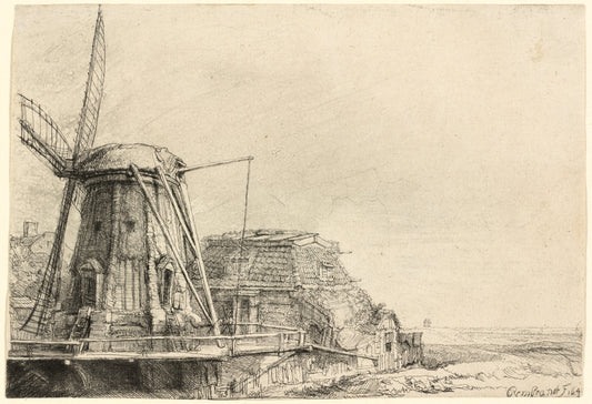 The Windmill by Rembrandt van Rijn (Dutch, 1606 - 1669), 16X12"(A3)Poster Print