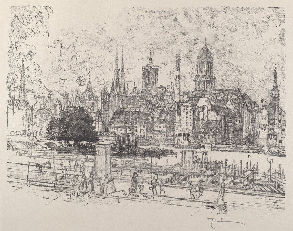 View on the Spree, Berlin by Joseph Pennell (American, 1857 - 1926), 16X12"(A3)Poster Print