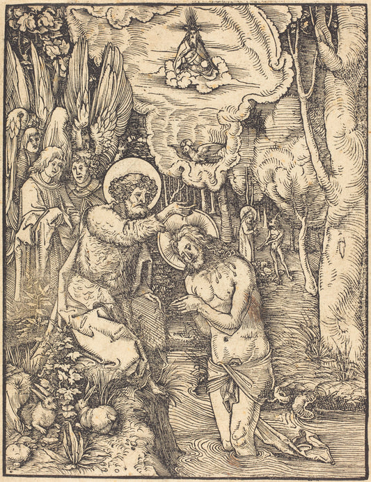 Baptism in Jordan by Hans Wechtlin I (German, 1480/1485 - 1526 or after), 16X12"(A3)Poster Print
