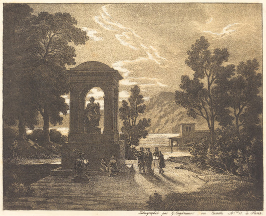 Classical Landscape by Gottfried Engelmann (French, 1788 - 1839), 16X12"(A3)Poster Print