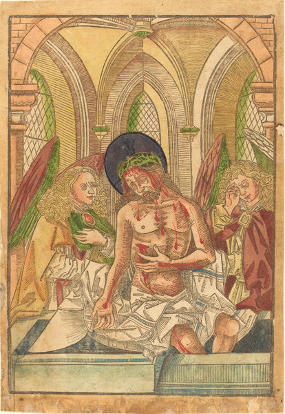 1490/1500 by German 15th Century (Christ in the Tomb with Two Angels), 16X12"(A3)Poster Print