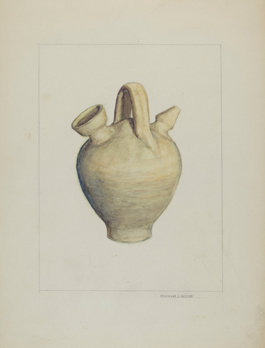 Pottery Jug by Michael J. Miceli (American, active c. 1935), 16X12"(A3)Poster Print