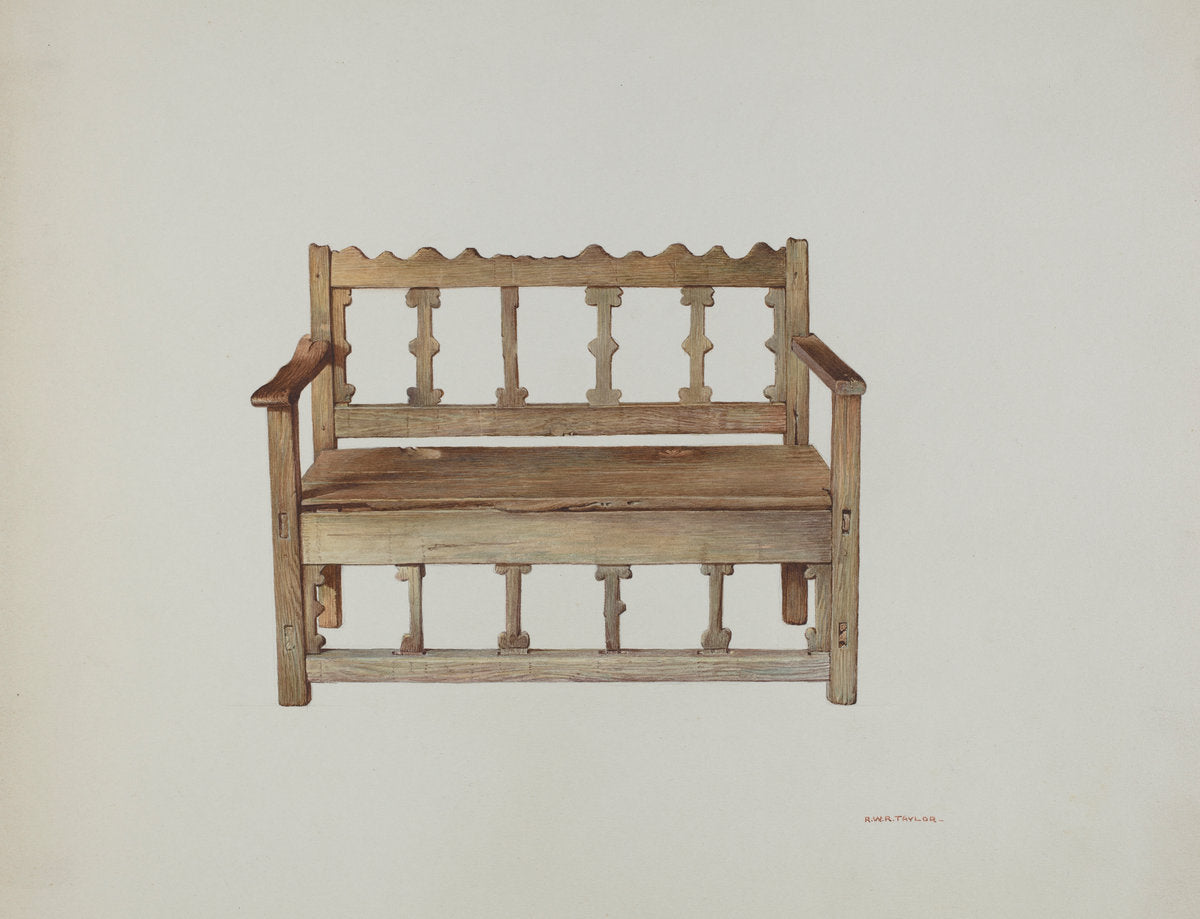 Bench by Robert W.R. Taylor (American, active c. 1935), 16X12"(A3)Poster Print