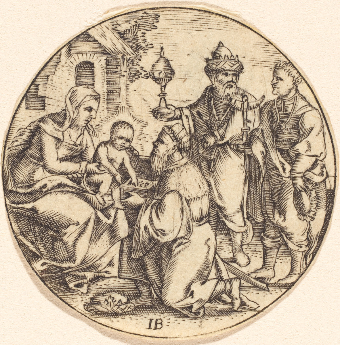 engraving by after Master IB (The Adoration of the Magi), 16X12"(A3)Poster Print