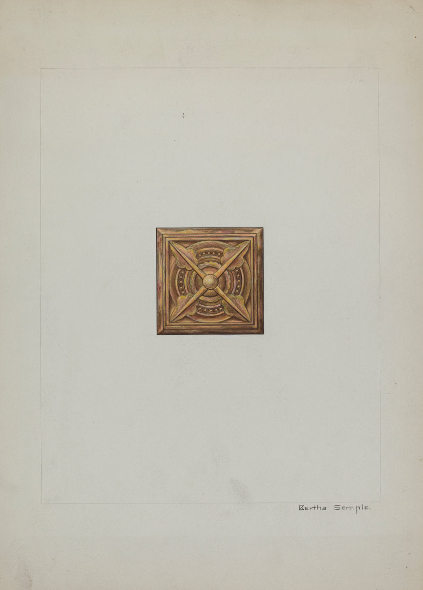 Carved Wood Ornament by Bertha Semple (American, active c. 1935), 16X12"(A3)Poster Print