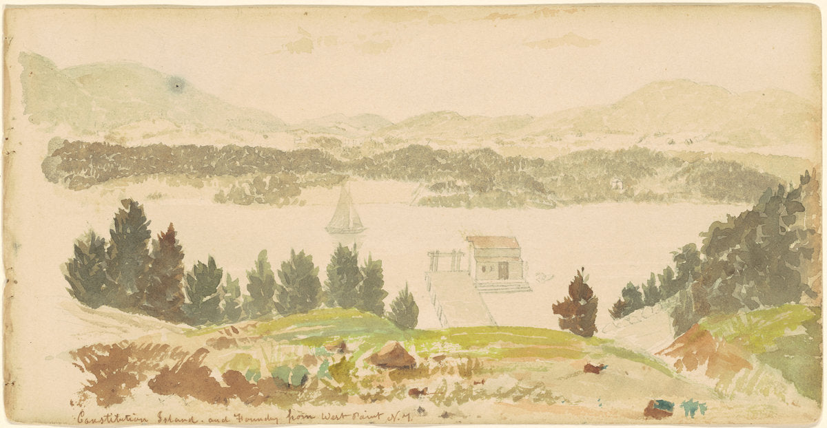 Constitution Island and Foundry from West Point, New York by Seth Eastman (American, 1808 - 1875), 16X12"(A3)Poster Print