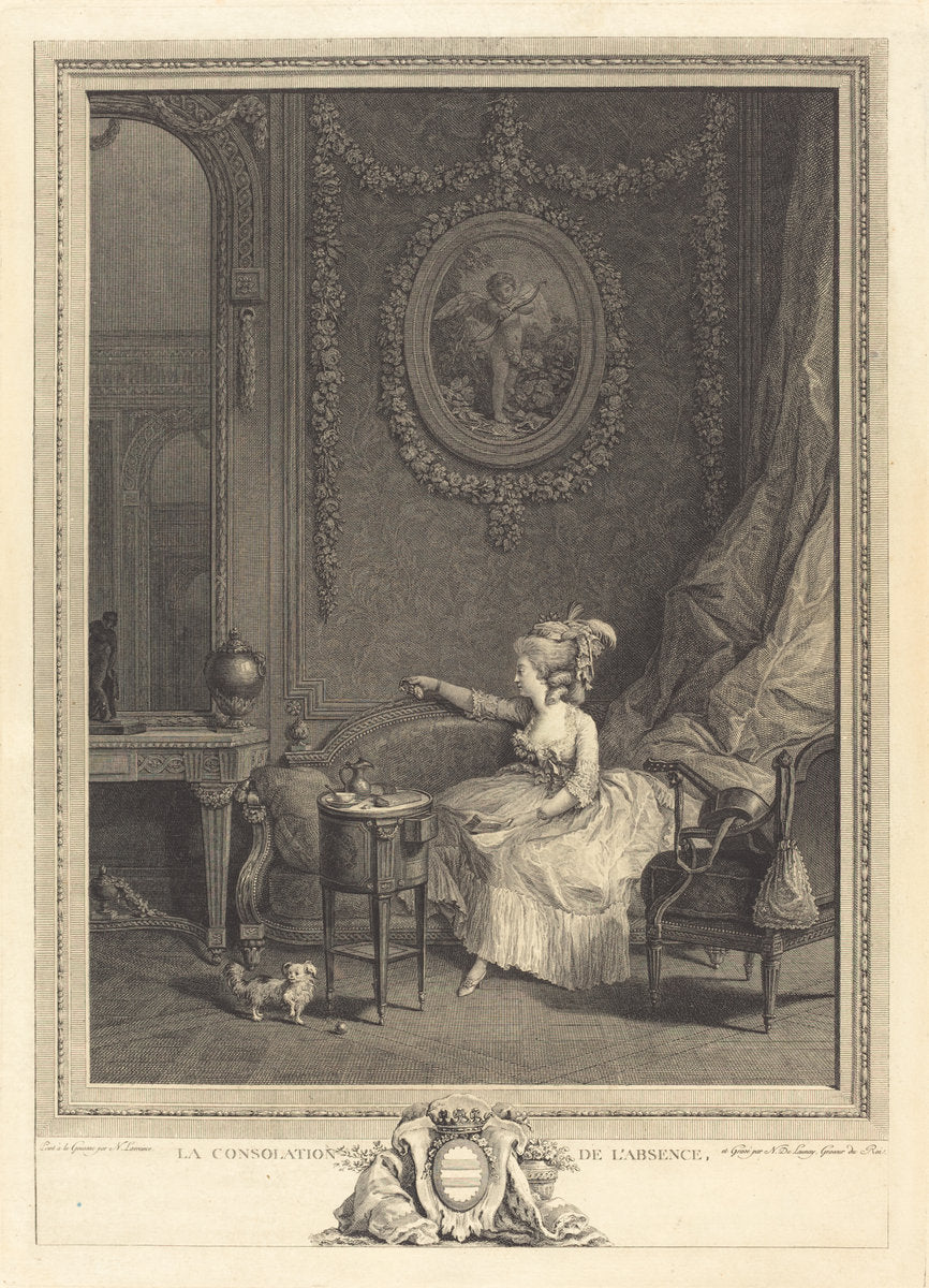 La Consolation de l'absence by Nicolas Delaunay after Nicolas Lavreince (French, 1739 - 1792), 16X12"(A3)Poster Print