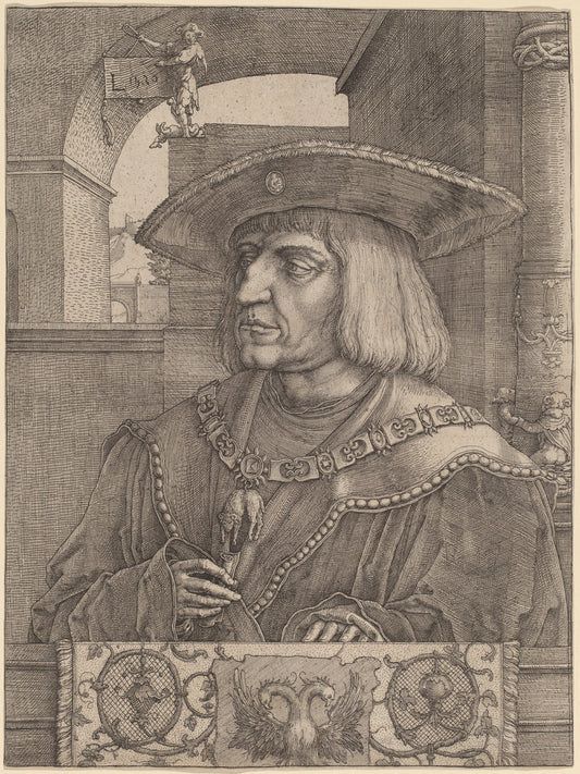 Emperor Maximilian I by Lucas van Leyden (Netherlandish, 1489/1494 - 1533), 16X12"(A3)Poster Print