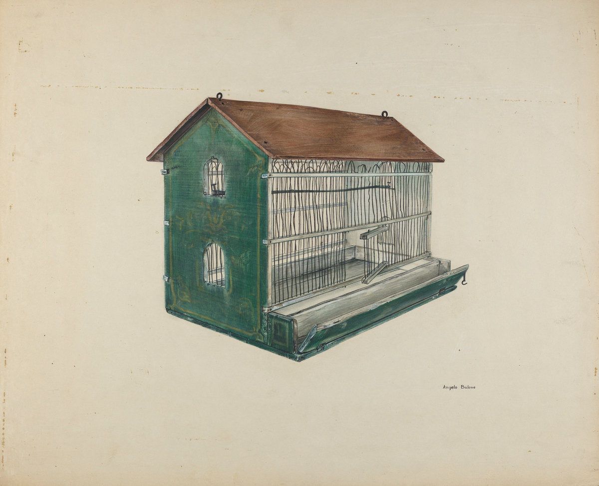 Zoar Bird Cage by Angelo Bulone (American, active c. 1935), 16X12"(A3)Poster Print