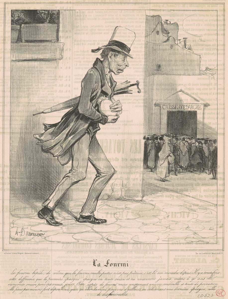 La fourmi by Honoré Daumier (French, 1808 - 1879), 16X12"(A3)Poster Print