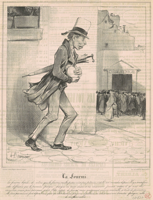 La fourmi by Honoré Daumier (French, 1808 - 1879), 16X12"(A3)Poster Print