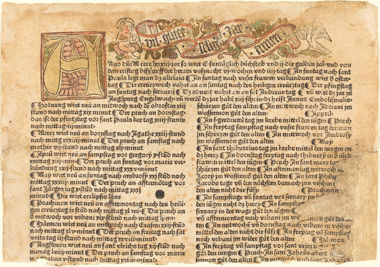 1483 by German 15th Century (Initial A and a New Year's Wish), 16X12"(A3)Poster Print