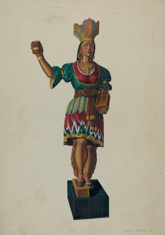Cigar Store Indian by Arthur Mathews (American, active c. 1935), 16X12"(A3)Poster Print