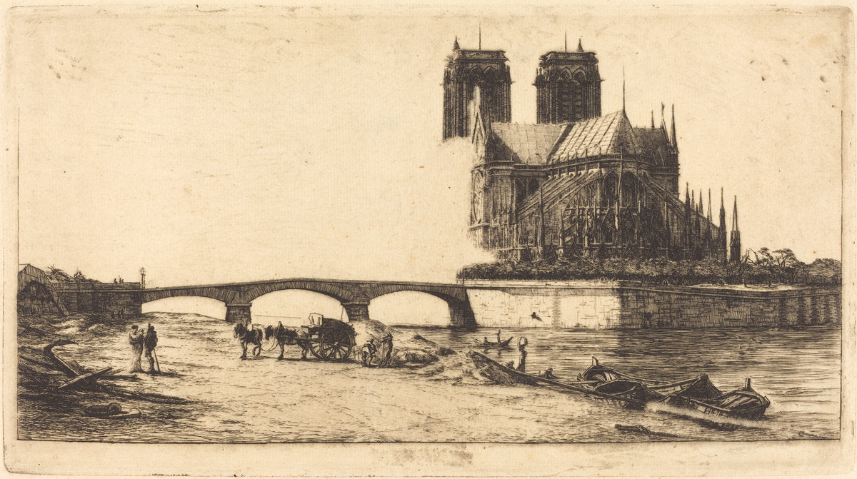 L'abside de Notre-Dame de Paris (The Apsis ofthe Cathedral of Notre-Dame, Paris) by Charles Meryon (French, 1821 - 1868), 16X12"(A3)Poster Print