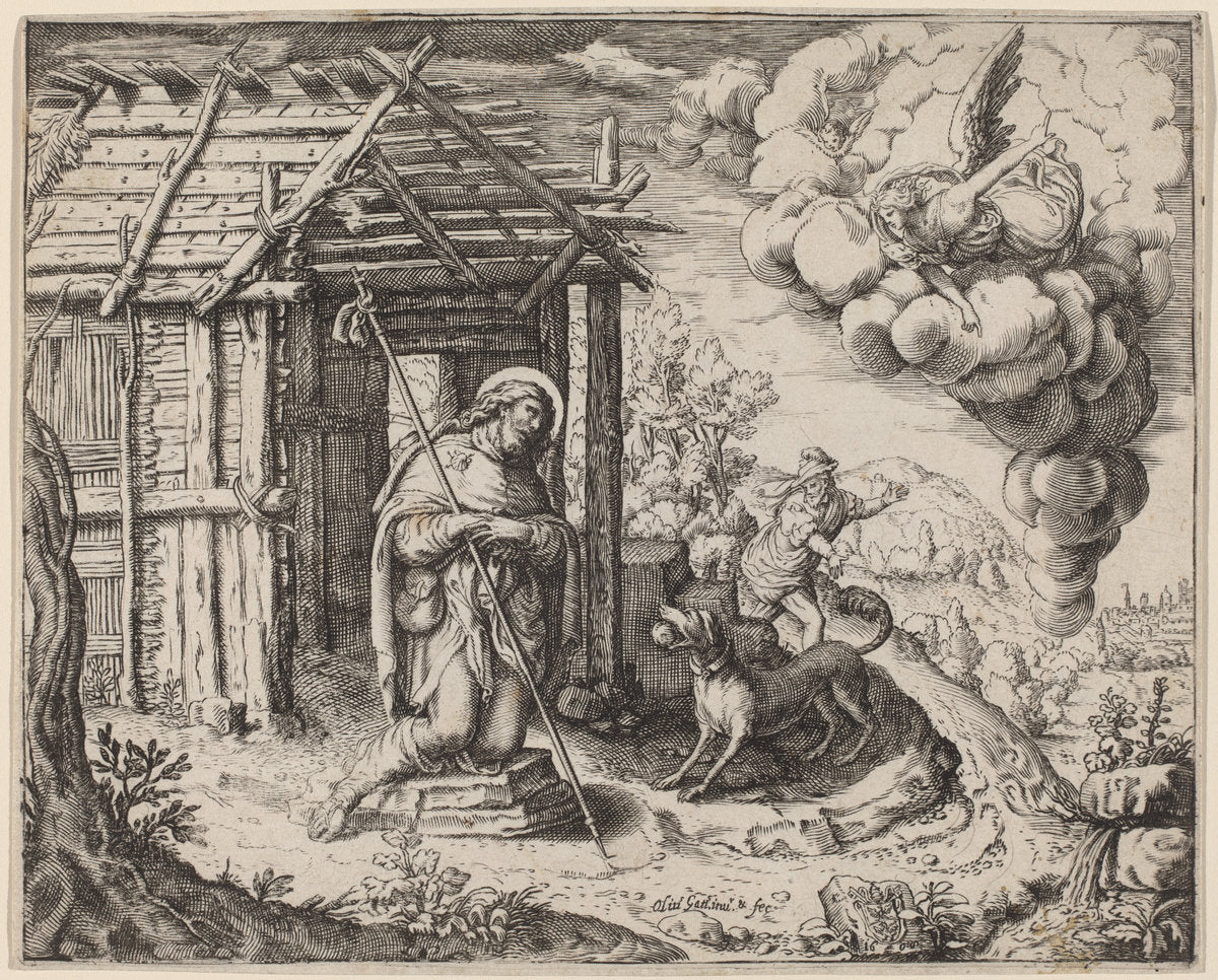 Saint Roch by Oliviero Gatti (Italian, active first quarter 17th century), 16X12"(A3)Poster Print