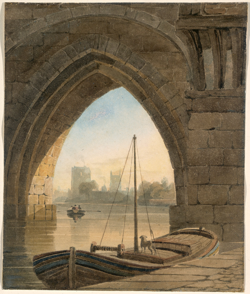Looking under the Bridge by John Varley (British, 1778 - 1842), 16X12"(A3)Poster Print