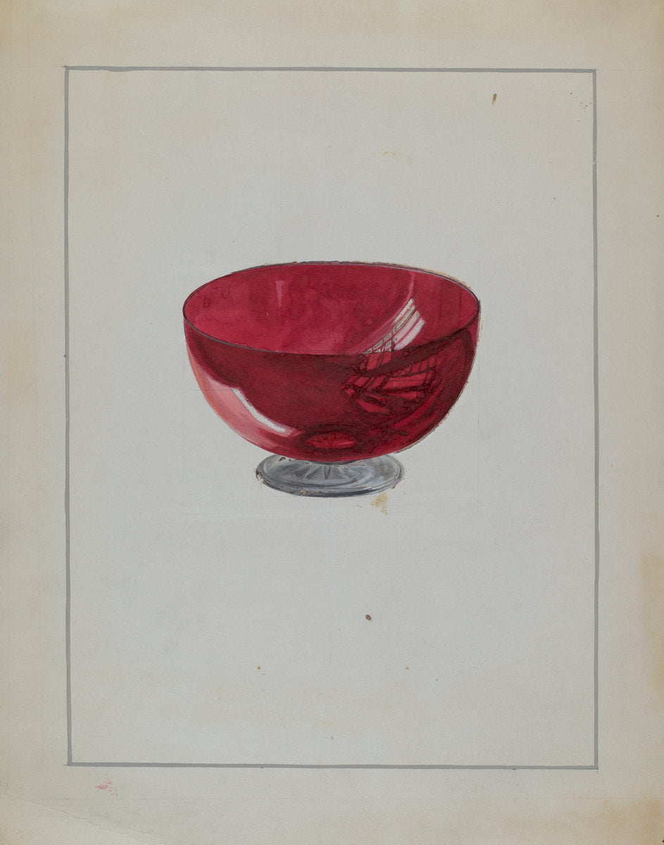 Ruby Bowl with Clear Foot by Marcus Moran (American, active c. 1935), 16X12"(A3)Poster Print