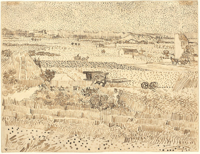 Harvest--The Plain of La Crau by Vincent van Gogh (Dutch, 1853 - 1890), 16X12"(A3)Poster Print