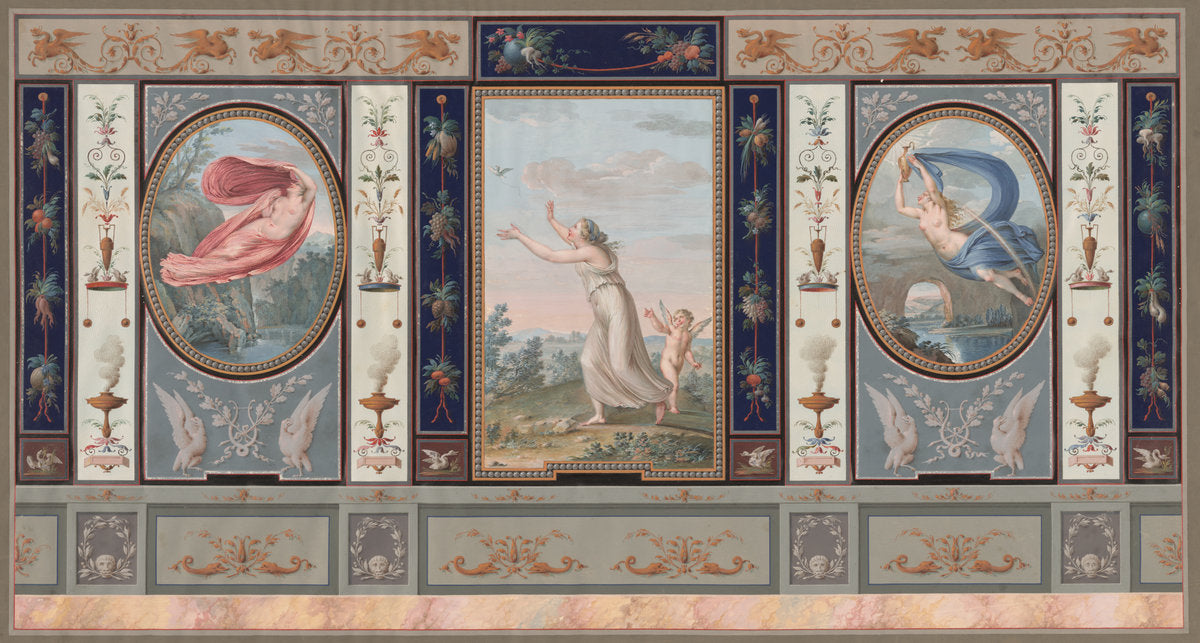 Elaborate Wall Decoration with Endymion and Hebe by Tommaso Bigatti (Italian, active c. 1800), 16X12"(A3)Poster Print