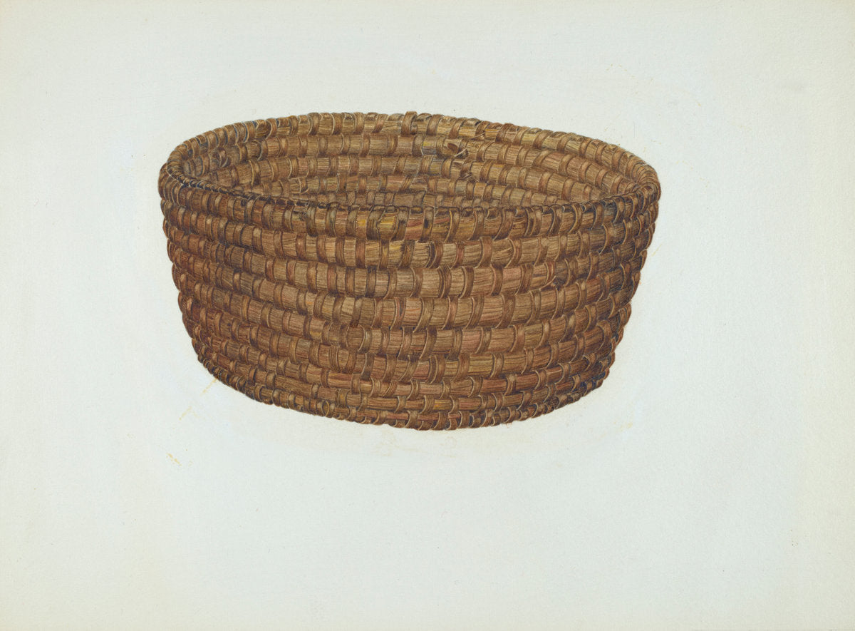 Hickory Bark and Oat Straw Basket by E. Allen Fritz (American, active c. 1935), 16X12"(A3)Poster Print