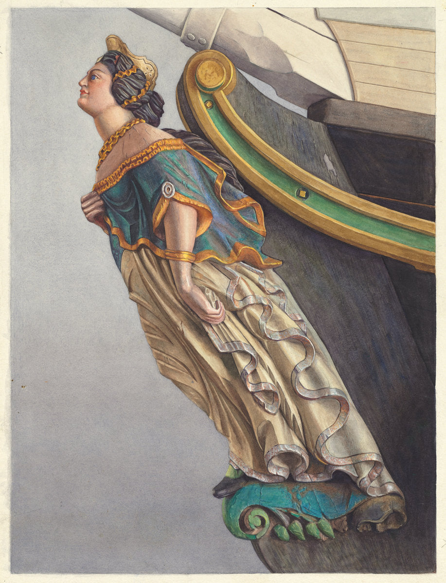 Figurehead by Elizabeth Moutal (American, 1909 - 2000), 16X12"(A3)Poster Print