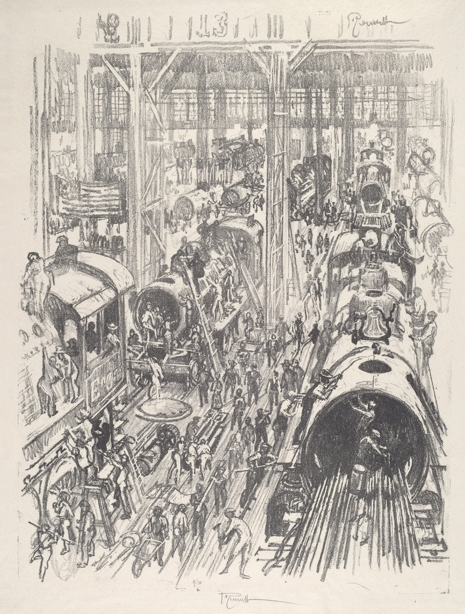 Building Engines for the Allies by Joseph Pennell (American, 1857 - 1926), 16X12"(A3)Poster Print
