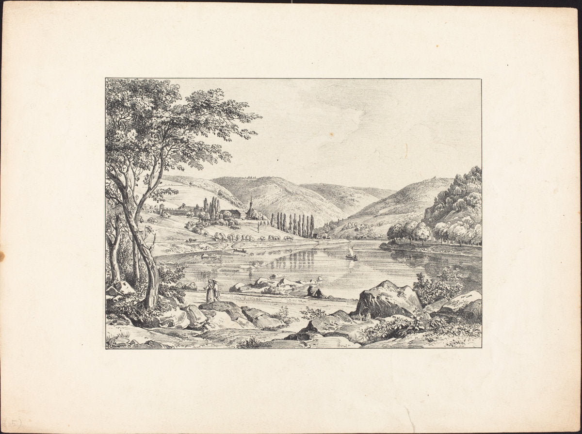 The Convent of Neuburg from Haarlass by Ernst Fries (German, 1801 - 1833), 16X12"(A3)Poster Print