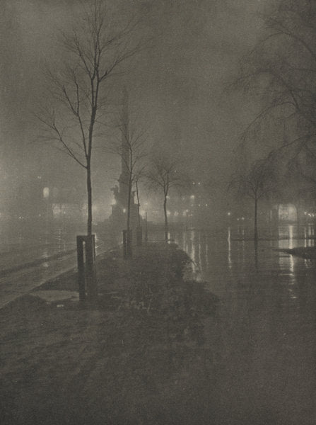 Wet Night, Columbus Circle, New York by William A. Fraser (American, c. 1840 - 1925), 16X12"(A3)Poster Print