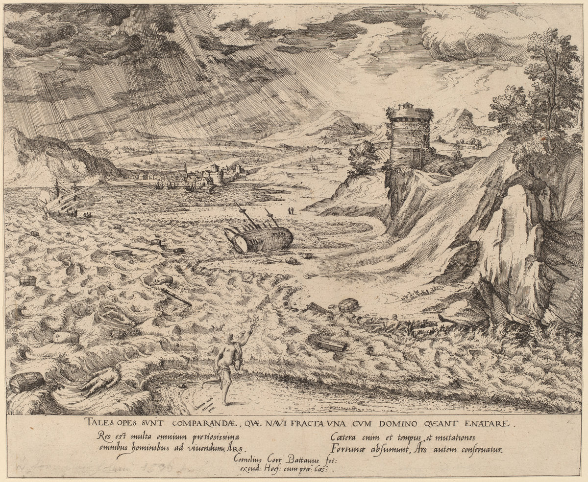 The Shipwreck by Cornelis Cort (Netherlandish, 1533 - 1578), 16X12"(A3)Poster Print