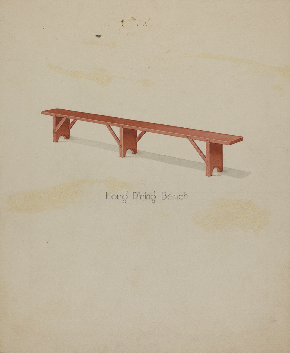 Shaker Long House Bench by Lawrence Foster (American, active c. 1935), 16X12"(A3)Poster Print