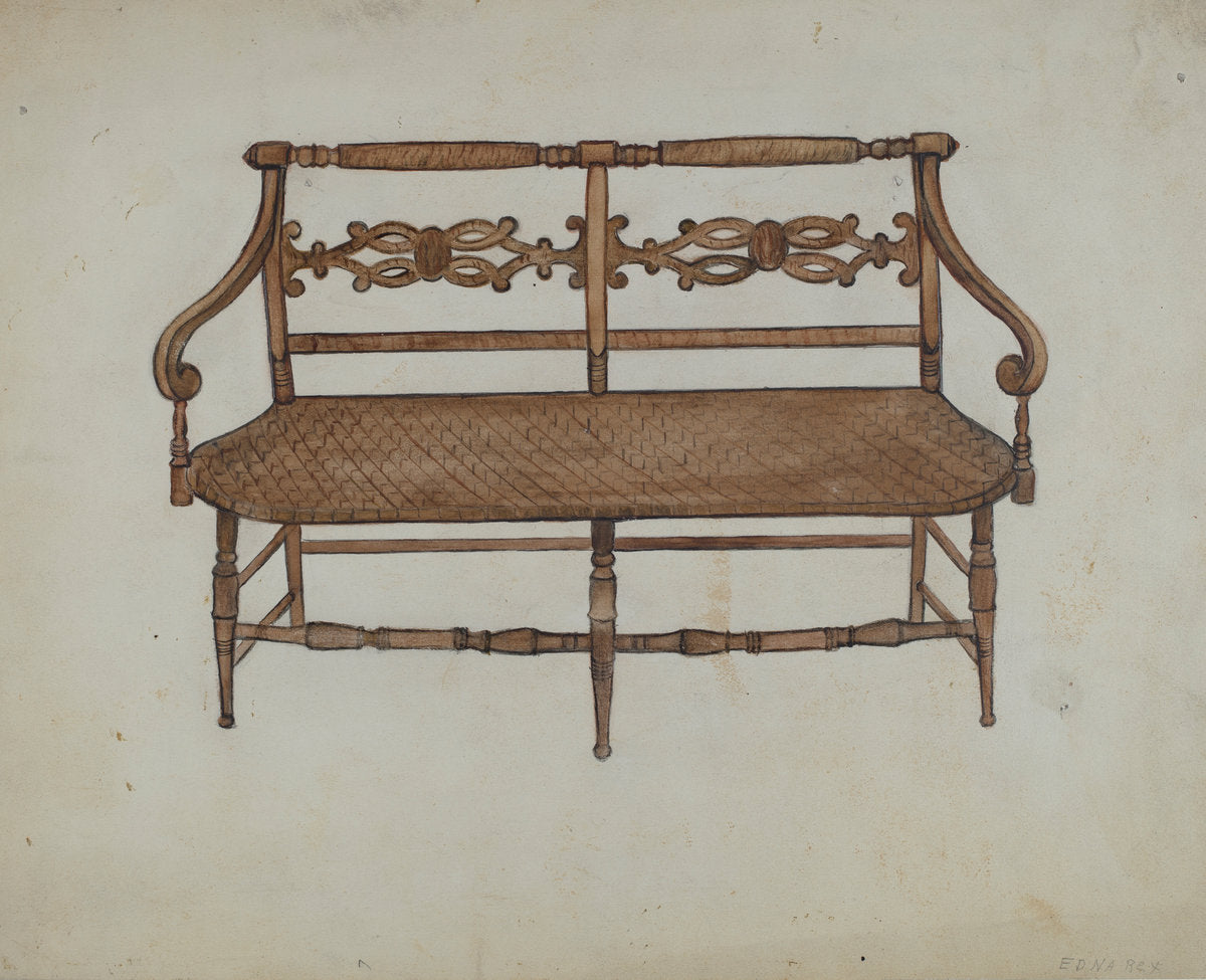 Porch Settee (one of a pair) by Edna C. Rex (American, active c. 1935), 16X12"(A3)Poster Print