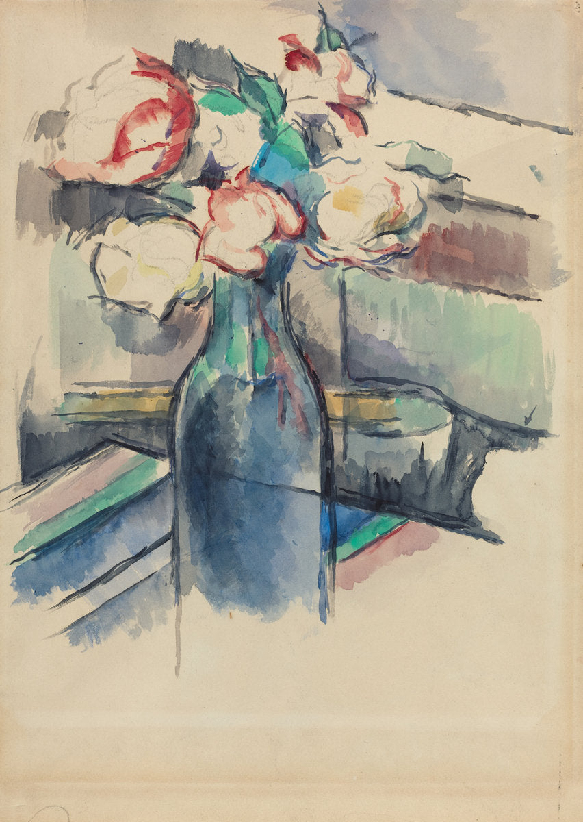 Roses in a Bottle [recto] by Paul Cézanne (French, 1839 - 1906), 16X12"(A3)Poster Print