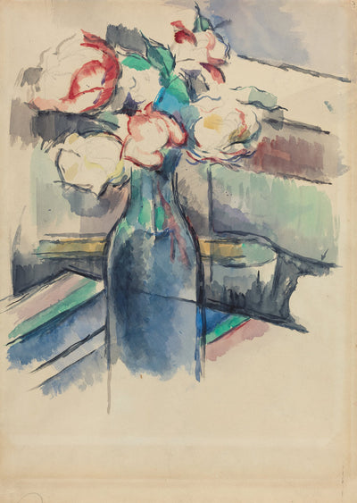 Roses in a Bottle [recto] by Paul Cézanne (French, 1839 - 1906), 16X12"(A3)Poster Print