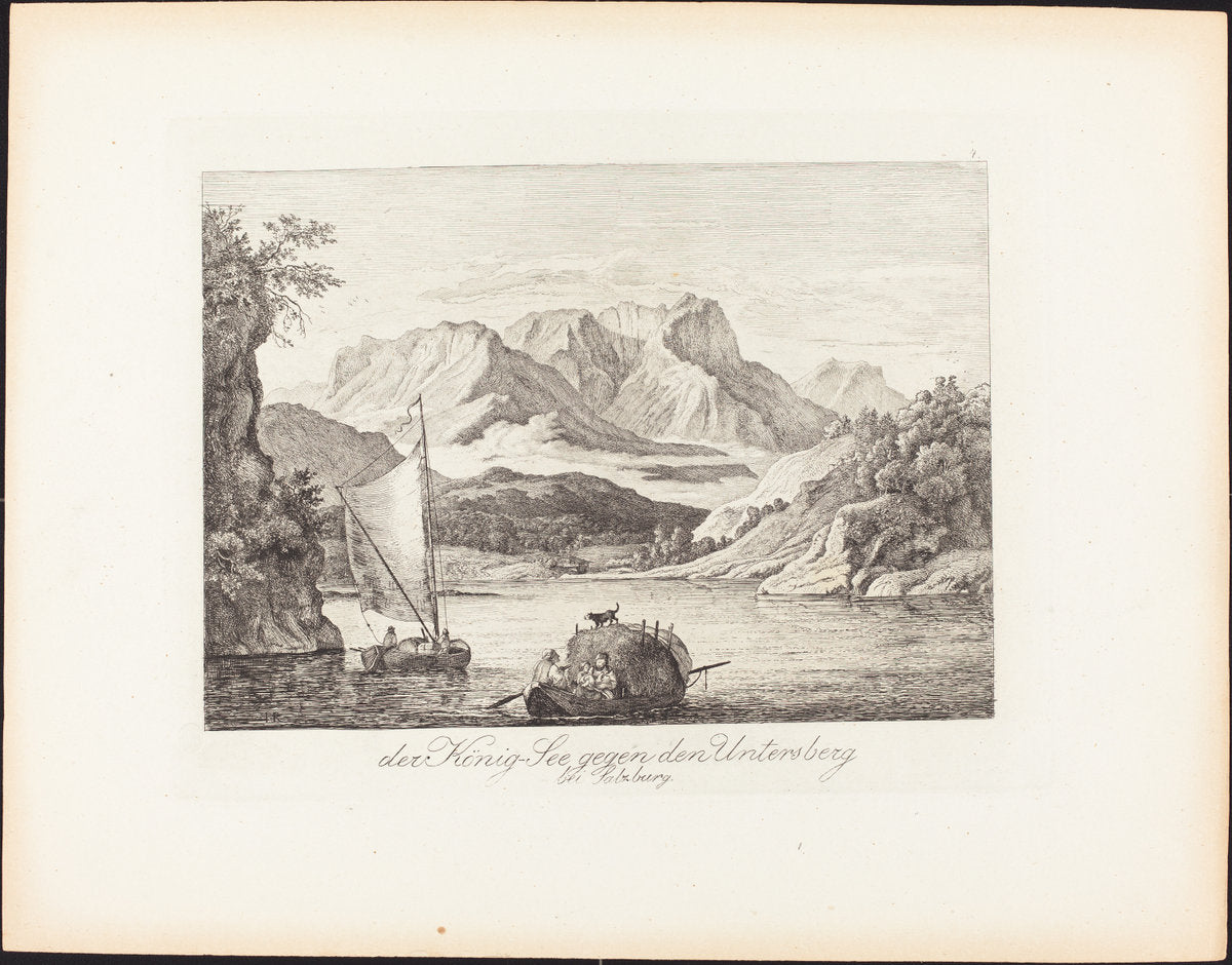 Der König-See gegen den Untersberg bei Salzburg (Königsee toward the Untersberg near Salzburg) by Ludwig Richter (German, 1803 - 1884), 16X12"(A3)Poster Print