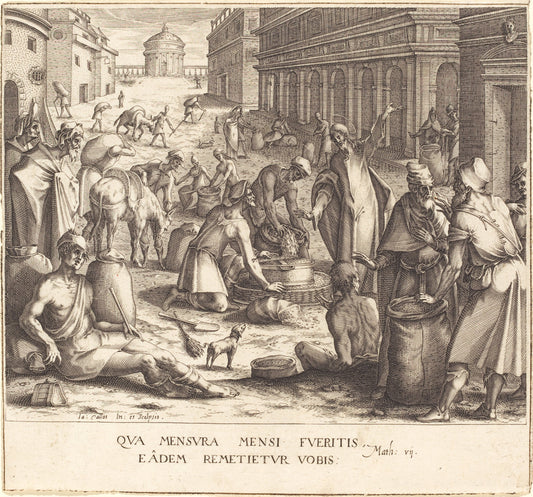 The Grain Weighers by Jacques Callot (French, 1592 - 1635), 16X12"(A3)Poster Print