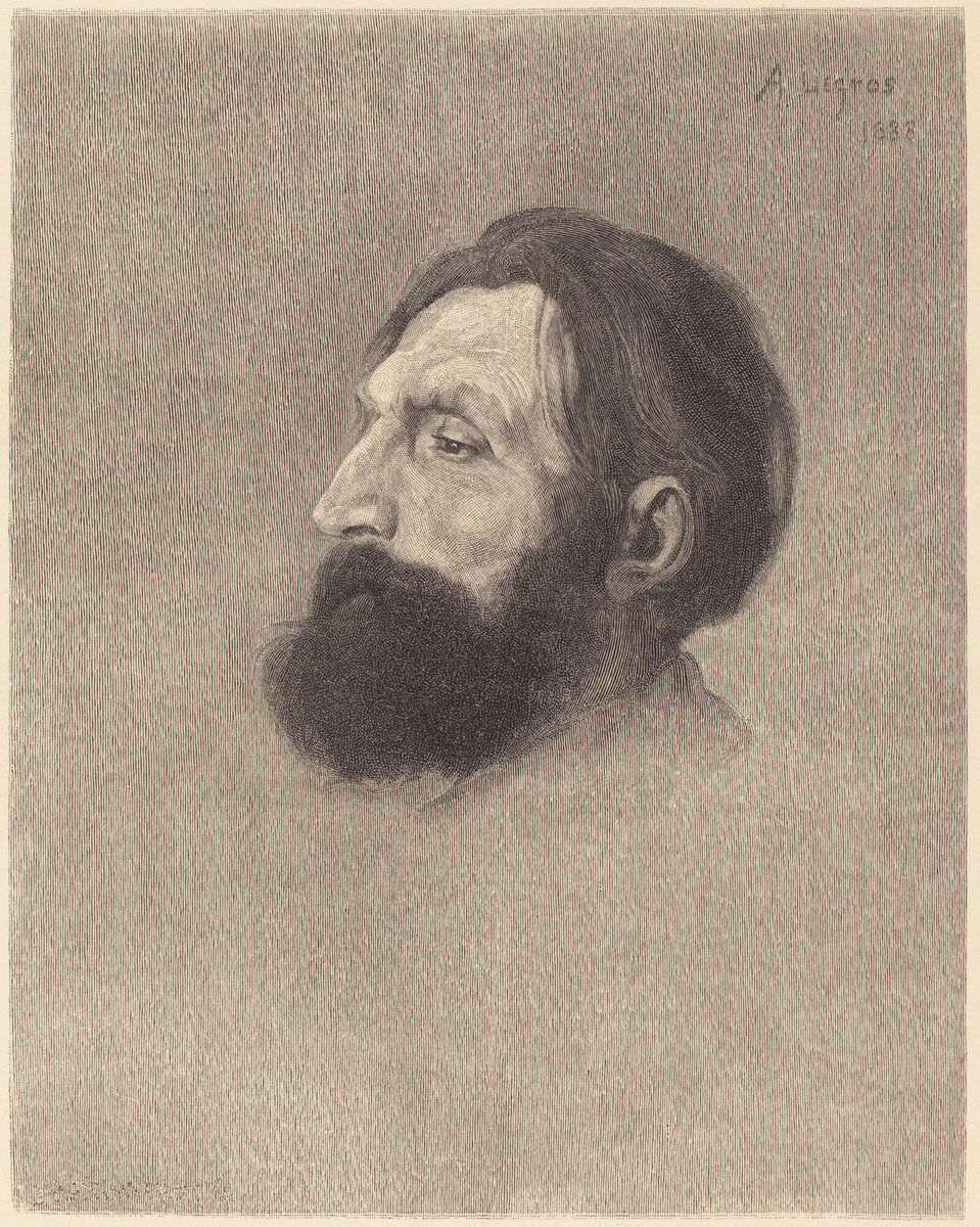 Auguste Rodin by J.H.E. Whitney after Alphonse Legros (British, active 19th century), 16X12"(A3)Poster Print