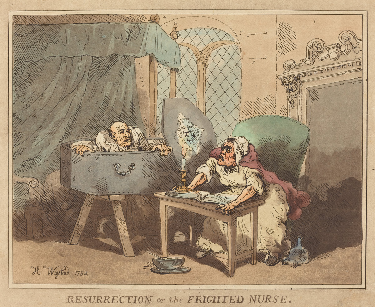Resurrection, or The Frighted Nurse by Thomas Rowlandson (British, 1756 - 1827), 16X12"(A3)Poster Print