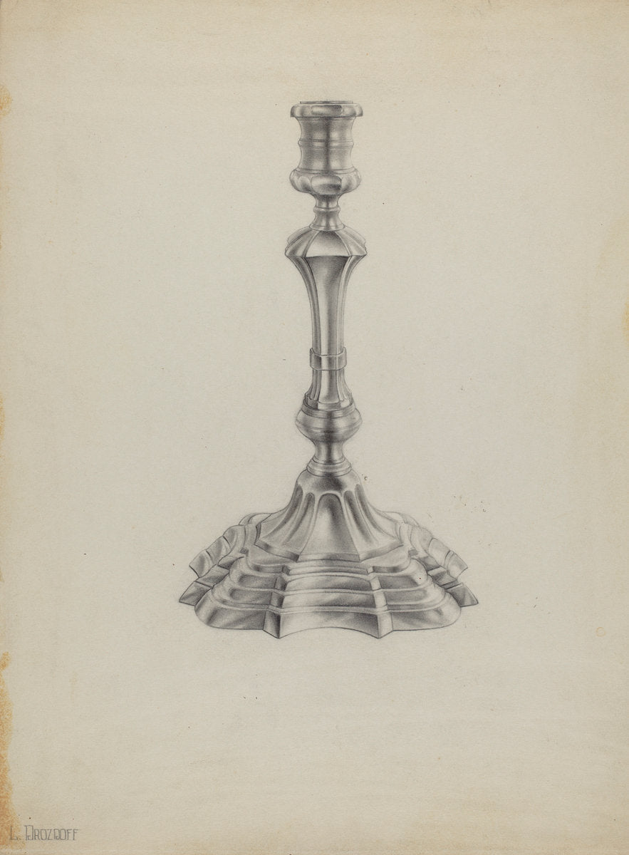 Silver Candlestick by Leo Drozdoff (American, 1913 - 1964), 16X12"(A3)Poster Print