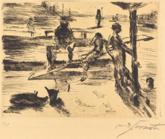 Bathing Place (Badeanstalt) by Lovis Corinth (German, 1858 - 1925), 16X12"(A3)Poster Print