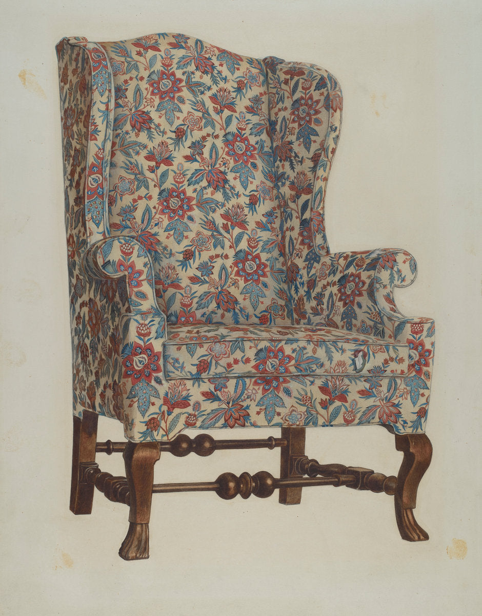 Wing Chair by Rolland Livingstone (American, active c. 1935), 16X12"(A3)Poster Print